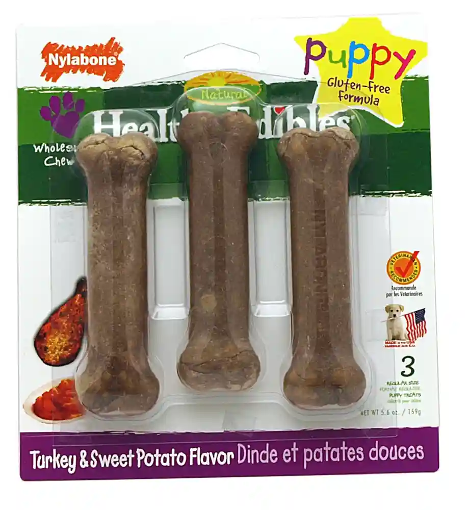 Nylabone Puppy Edibles Sweet Potato & Turkey 3 Pk