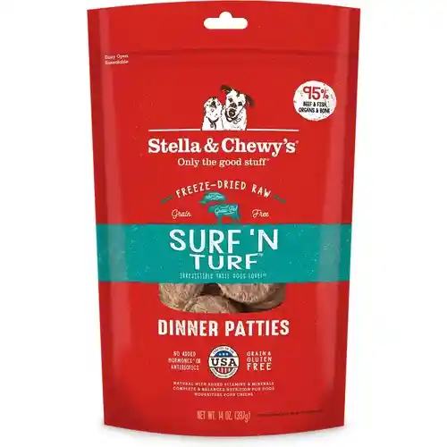 Dinner Patties Surf 'n Turf Grain Free Freeze Dried Raw Dog Food 14.0z