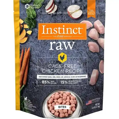 Instinct Frozen Raw Bites Grain-free Cage-free Chicken Recipe Dog Food 6-lb