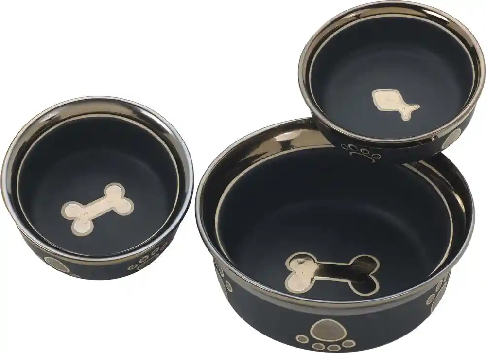 Ritz Copper Rim Dog Dish Black 7 Inch