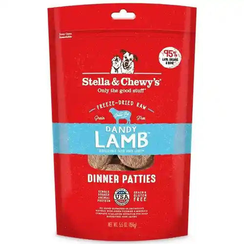 Dinner Patties Dandy Lamb Grain Free Freeze Dried Raw Dog Food 5.5-oz