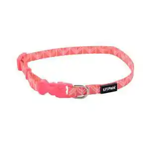 Adjustable Patterned Dog Collar, Pink Tribal Chevron, 3/8" X 06"-08"
