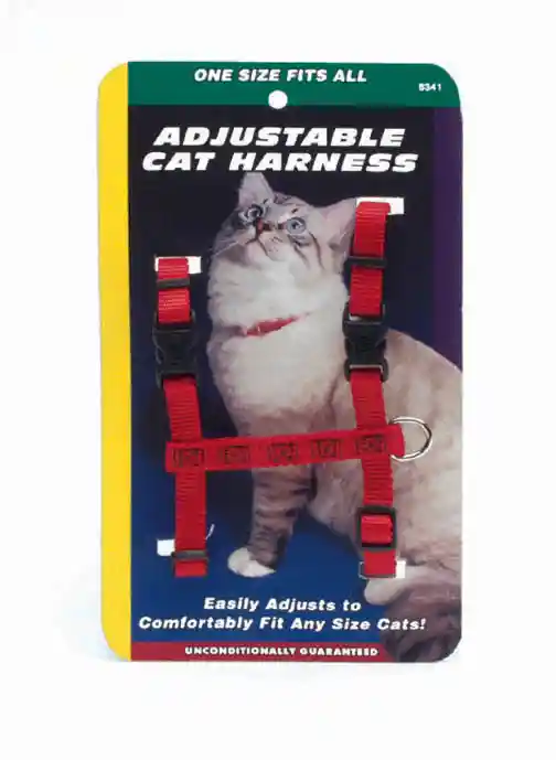 Figure "h" Adjustable Cat Harness, Red, 3/8" X 10"-18"