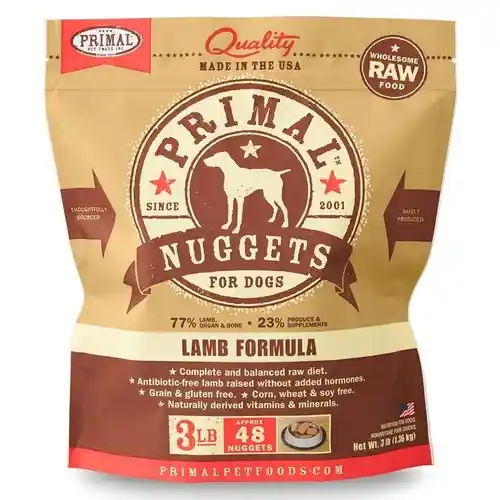 Raw Frozen Canine Lamb Formula Nuggets Dog Food 3-lb