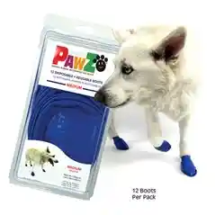 Waterproof Dog Boots, Blue, 12 Count Medium