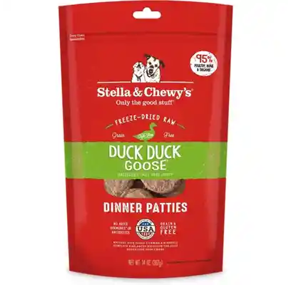 Dinner Patties Duck Goose Grain Free Freeze Dried Raw Dog Food 14-oz