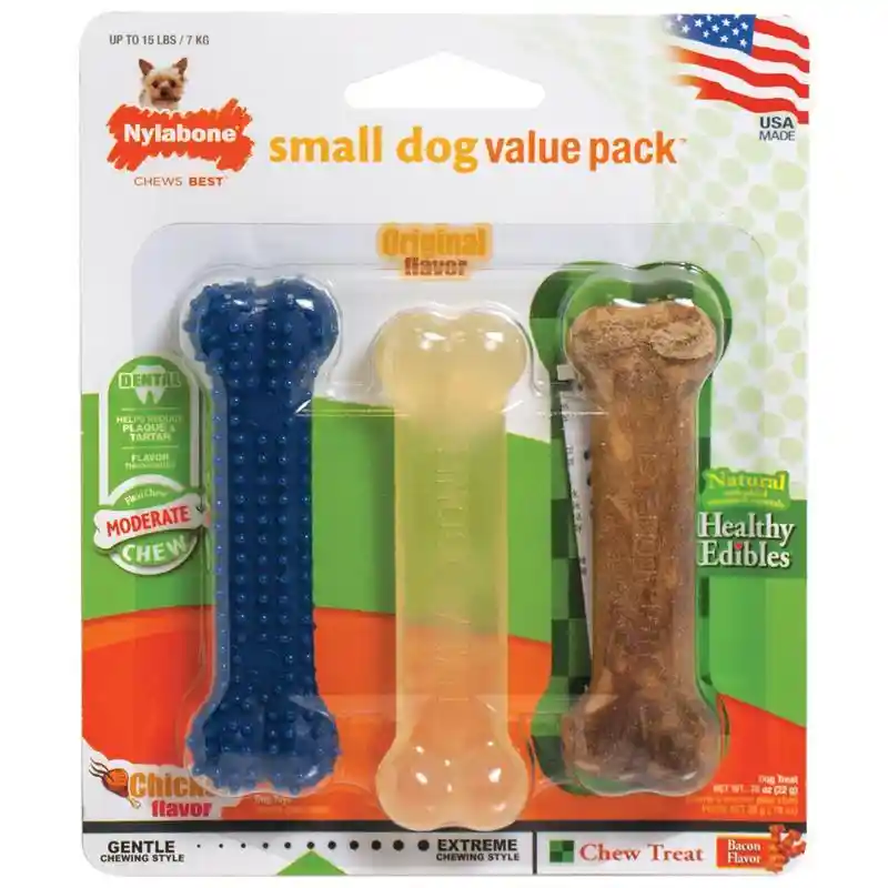 Nylabone Small Dog Variety Petite 3pk