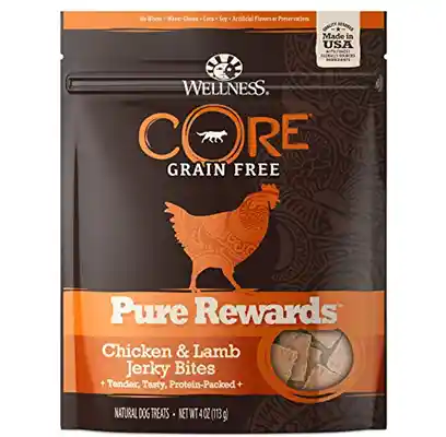 Core Natural Grain Free Pure Rewards Chicken & Lamb Recipe Jerky Bites Dog Treats 4-oz