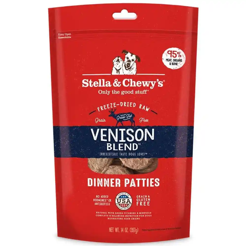 Dinner Patties Simply Venison Blend Grain Free Freeze Dried Raw Dog Food 14-oz