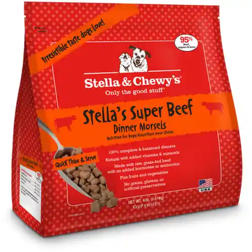 Dinner Morsels Stella's Super Beef Frozen Raw Dog Food 4-lb