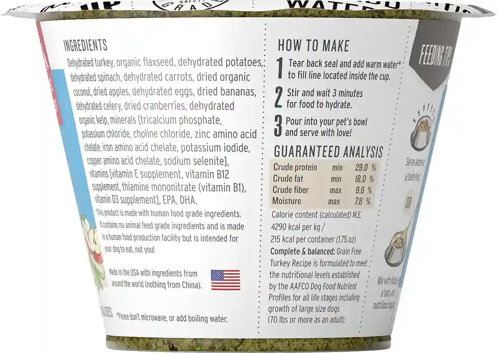 Grain-free Turkey Recipe Dehydrated Dog Food Cup 1.75-oz
