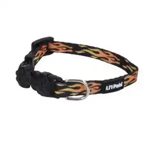 Adjustable Patterned Dog Collar, Flames Black, 3/8" X 06"-08"