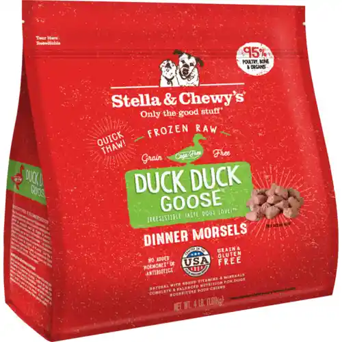 Dinner Morsels Duck Goose Frozen Raw Dog Food 4-lb