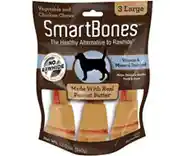 Peanut Butter Large Chew Bones Dog Treats 3-pack
