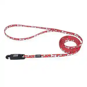 Patterned Dog Leash With E-z Snap®, Red And White Bones, 3/8" X 06'