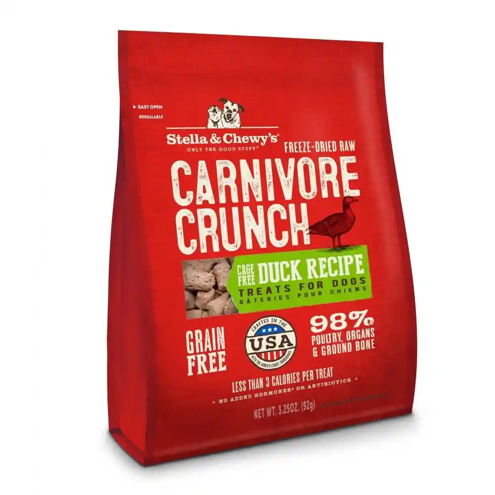 Carnivore Crunch Grain Free Duck Recipe Freeze Dried Raw Dog Treats 3.25-oz