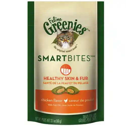 Smartbites Heathy Skin & Fur Chicken Cat Treats 2.1-oz