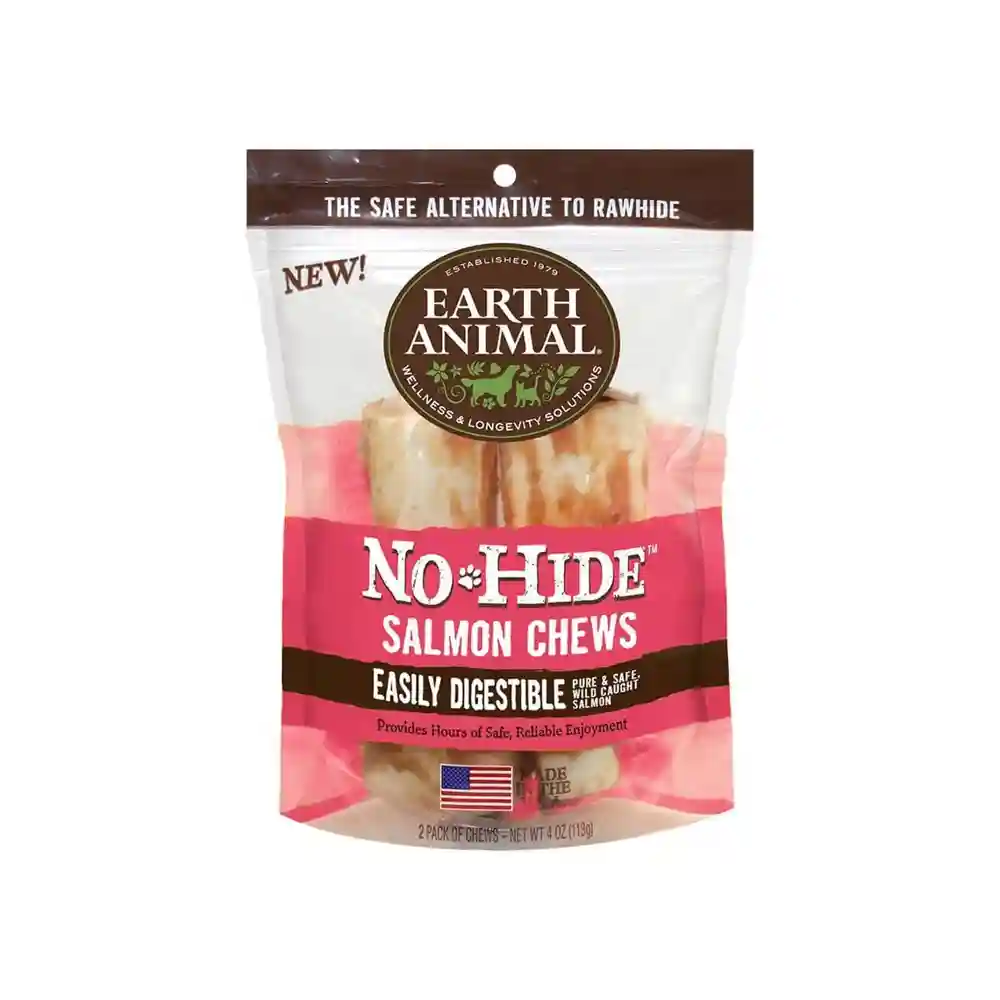 No-hide Easily Digestible Rawhide Alternative Salmon Flavor Dog Chews 4" - 2-pack