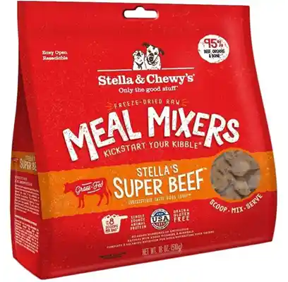 Meal Mixers Freeze Dried Raw Stella's Super Beef Grain Free Dog Food Topper 18-oz