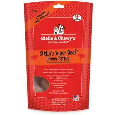 Dinner Patties Stella's Super Beef Grain Free Freeze Dried Raw Dog Food 25-oz