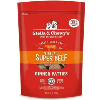 Dinner Patties Stella's Super Beef Grain Free Freeze Dried Raw Dog Food 25-oz