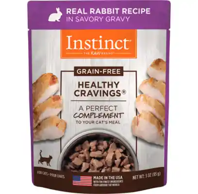 Instinct Healthy Cravings Grain Free Real Rabbit Recipe Meal Topper Pouches For Cats 3-oz