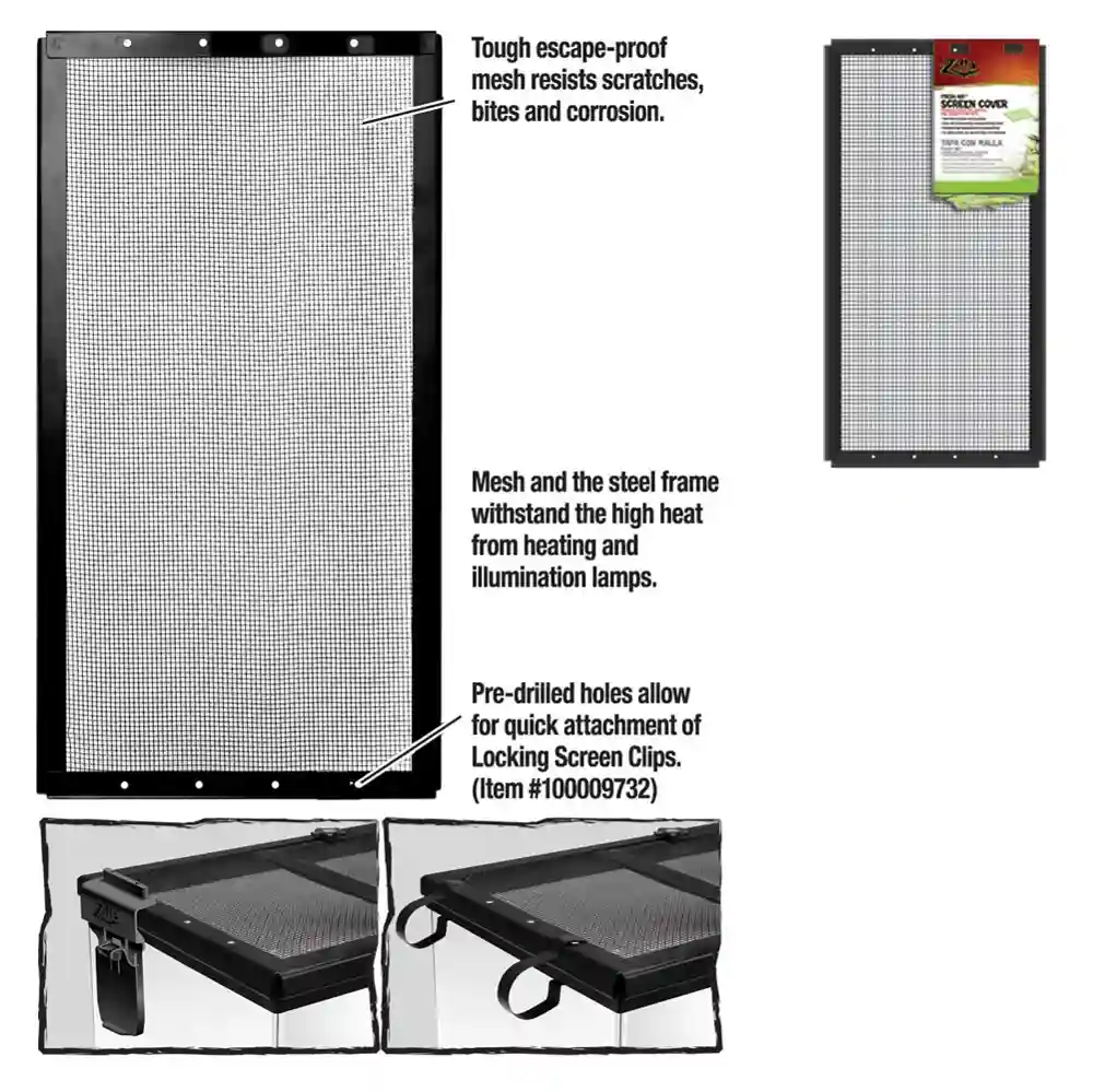 Zilla Screen Cover 20"x10" 10 Gallon-black