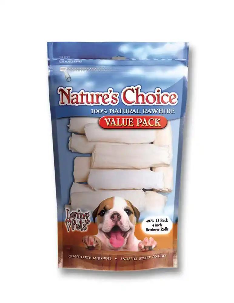 Loving Pets Rawhide White Retrieve Rl 4" 13pk"