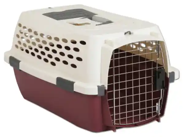 Petmate Kennel Cab Medium 23"x15"x11" Tan & Maroon