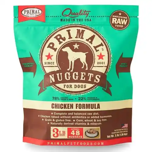 Raw Frozen Canine Chicken Formula Nuggets Dog Food 3-lb
