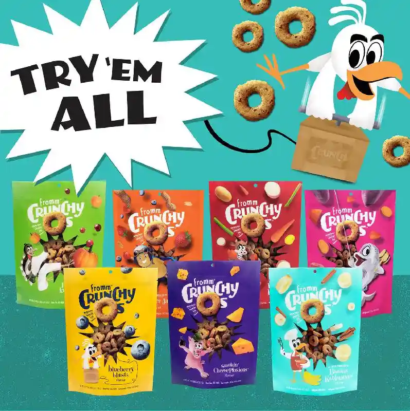 Fromm Dog Crunchy Os Bacon Blasters Treat 26oz 5=cs