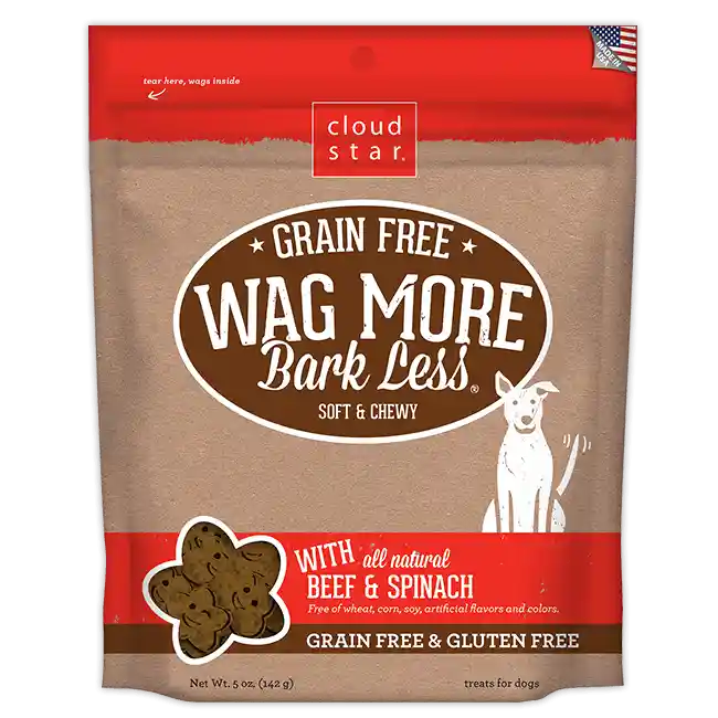 Wag More Bark Less Soft & Chewy Grain Free Beef & Spinach Dog Treats 5-oz