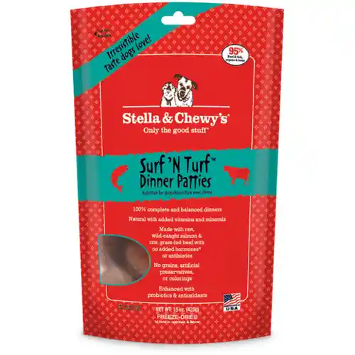 Dinner Patties Surf 'n Turf Grain Free Freeze Dried Raw Dog Food 14.0z