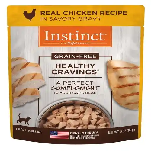Instinct Healthy Cravings Grain Free Tender Chicken Recipe Meal Topper Pouches For Cats 3-oz