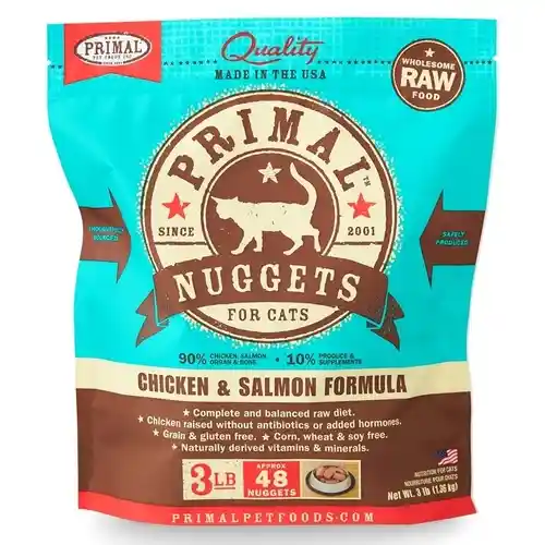 Raw Frozen Feline Chicken & Salmon Formula Nuggets Cat Food 3-lb