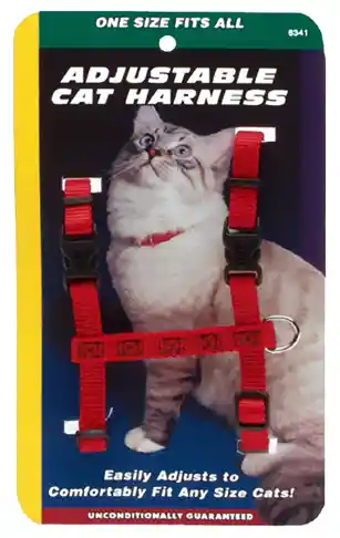 Figure "h" Adjustable Cat Harness, Red, 3/8" X 10"-18"