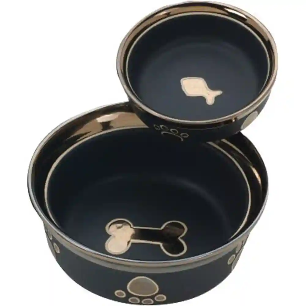 Ritz Copper Rim Dog Dish Black 7 Inch