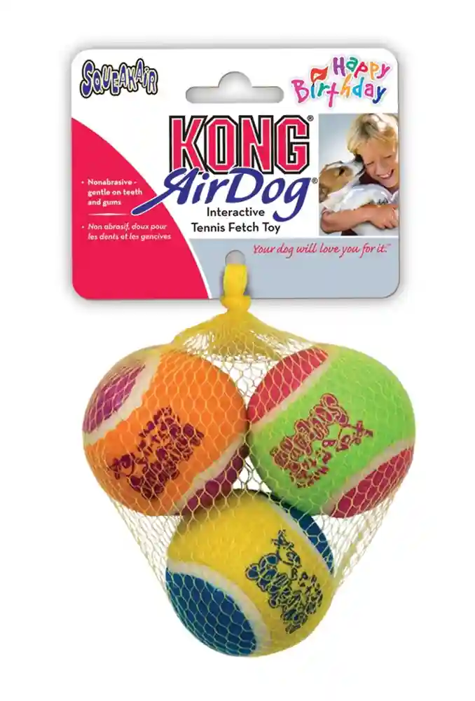 Kong Toy Tennis Ball Birthday Medium 3PK