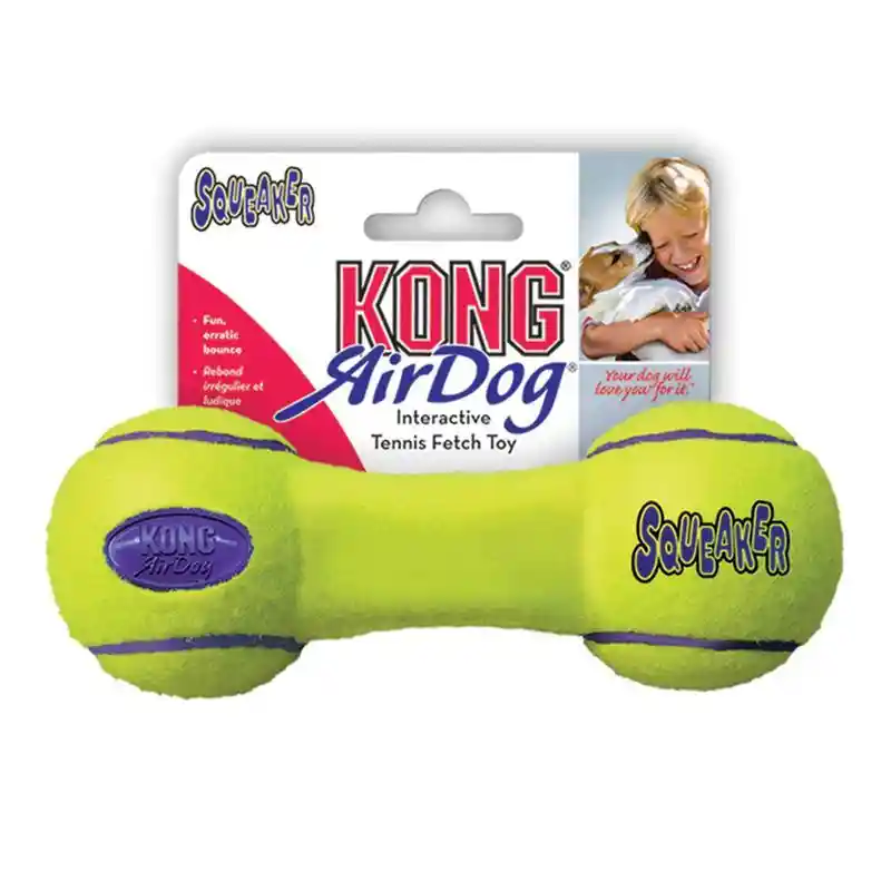Air Kong Squeaker Dumbbell Small Yellow