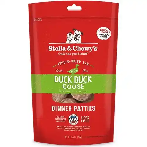 Dinner Patties Duck Goose Grain Free Freeze Dried Raw Dog Food 5.5-oz