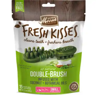 Fresh Kisses Double-brush Coconut Oil & Botanicals Small Grain-free Dental Dog Treats S Dog - 15 Cou
