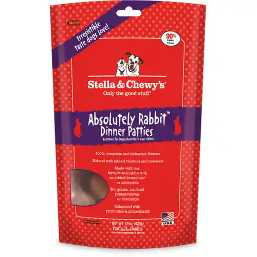 Dinner Patties Absolutely Rabbit Grain Free Freeze Dried Raw Dog Food 14-oz