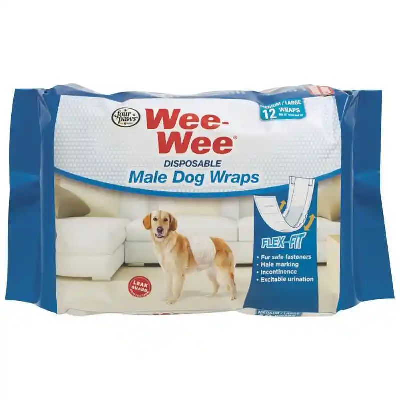 Wee-wee Disposable Male Wraps Med/lrg/12ct;