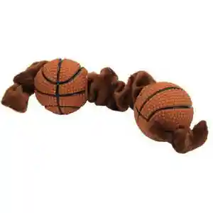 Plush And Vinyl Dog Toy, Basketball Tug, 8"