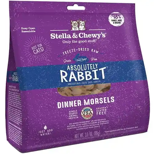 Dinner Morsels Absolutely Rabbit Grain Free Freeze Dried Raw Cat Food 3.5-oz