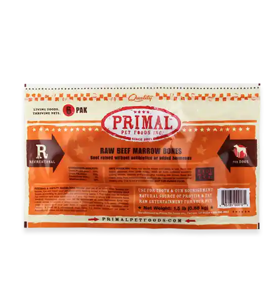 Raw Recreational Beef Marrow Bone (6 Pak) 6-ct