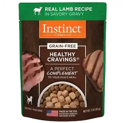 Instinct Healthy Cravings Grain Free Real Lamb Recipe Meal Topper Pouches For Dogs 3-oz