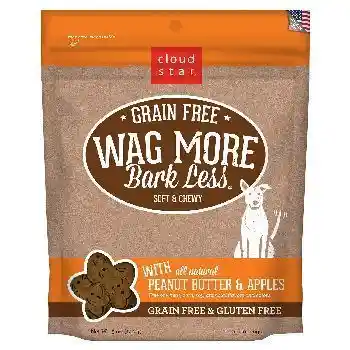 Wag More Bark Less Soft & Chewy Grain Free Peanut Butter & Apples Dog Treats 5-oz