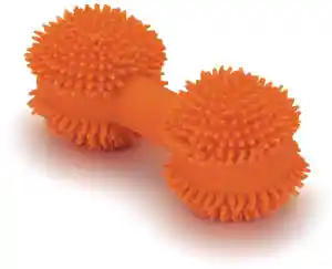 Latex Mini Spiny Dumbbell Dog Toy, Orange, 3.5"