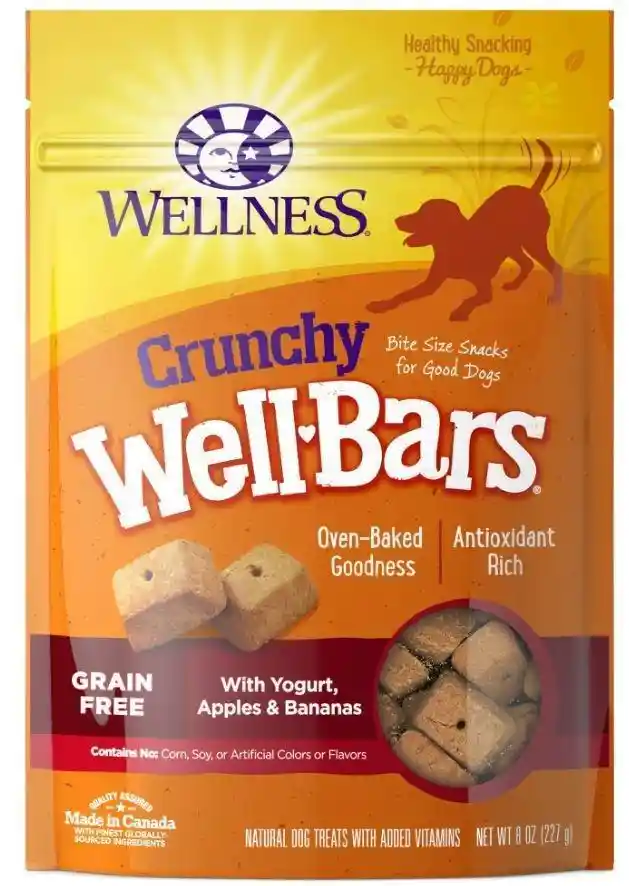 Natural Grain Free Wellbars Crunchy Yogurt, Apples & Bananas Recipe Dog Treats 20-oz